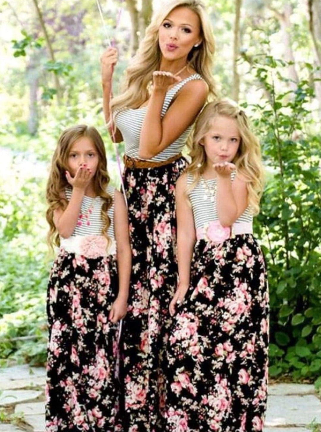 Mommy and Me Floral Besties Sleeveless Maxi Dress – Mia Belle Girls