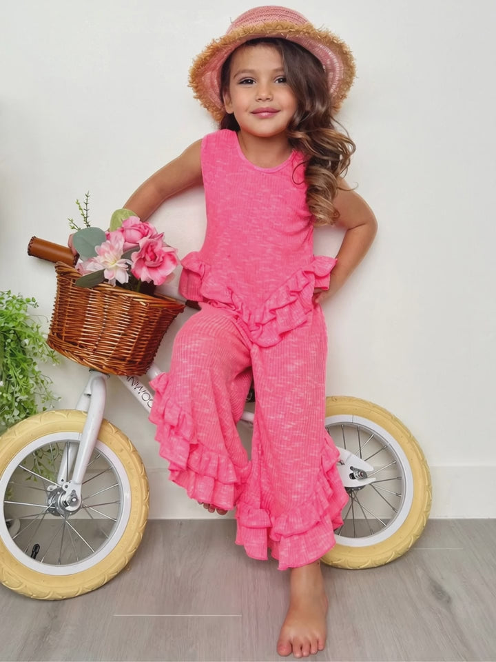 Sway My Way Pink Ruffle Pants Set