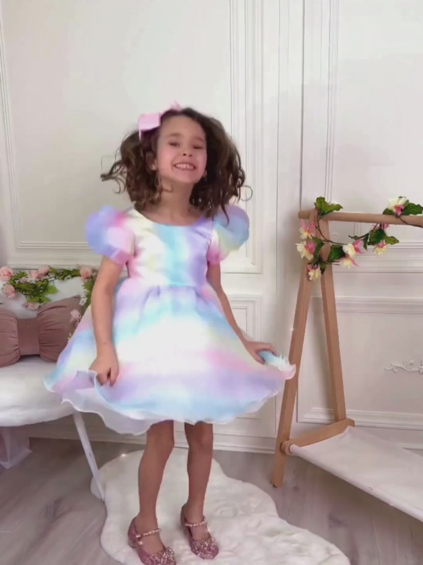 Fairy Dust Magic Pastel Puff Sleeve Dress