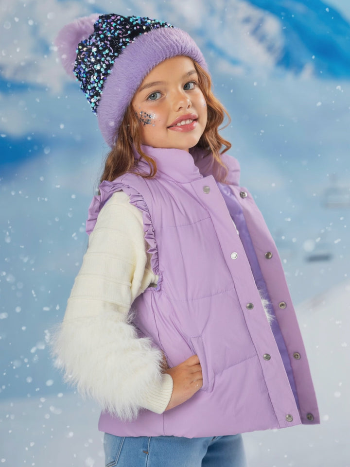 Lilac Lift Ruffle Puffer Vest