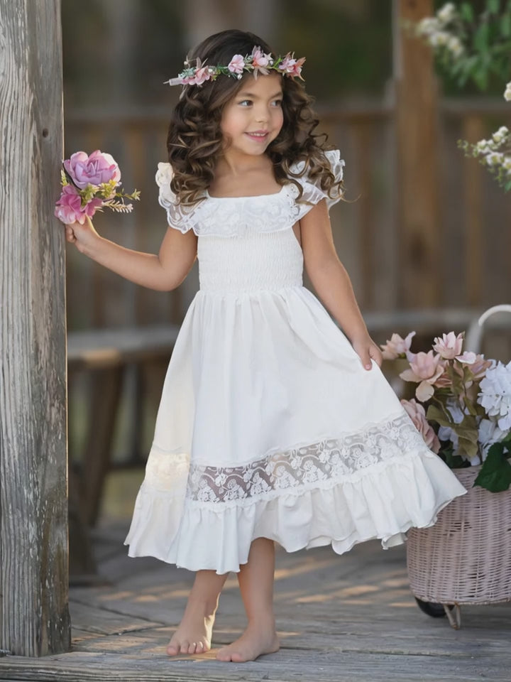 White Spring Chic Lace Maxi Dress