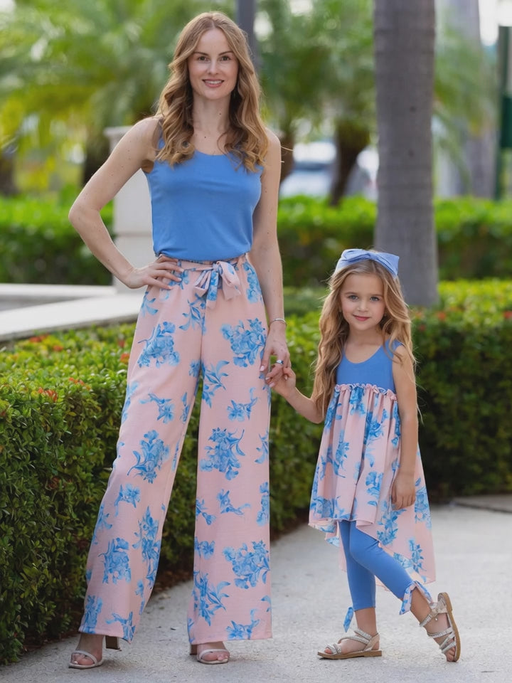 Mommy and Me Blue Blossom Matching Set