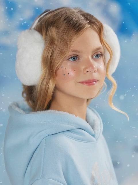 Snow Day Chic White Plush Earmuffs