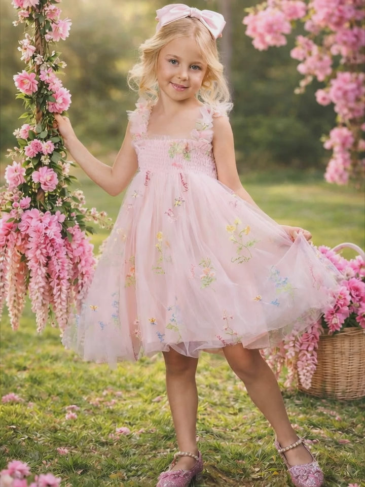 Butterfly Garden Embroidered Tulle Party Dress