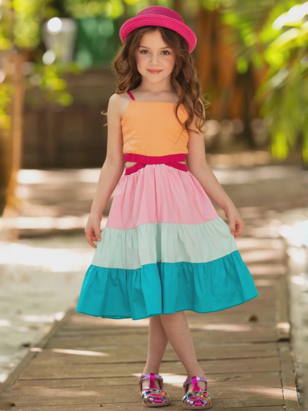 Sunset Sorbet Tiered Colorblock Dress
