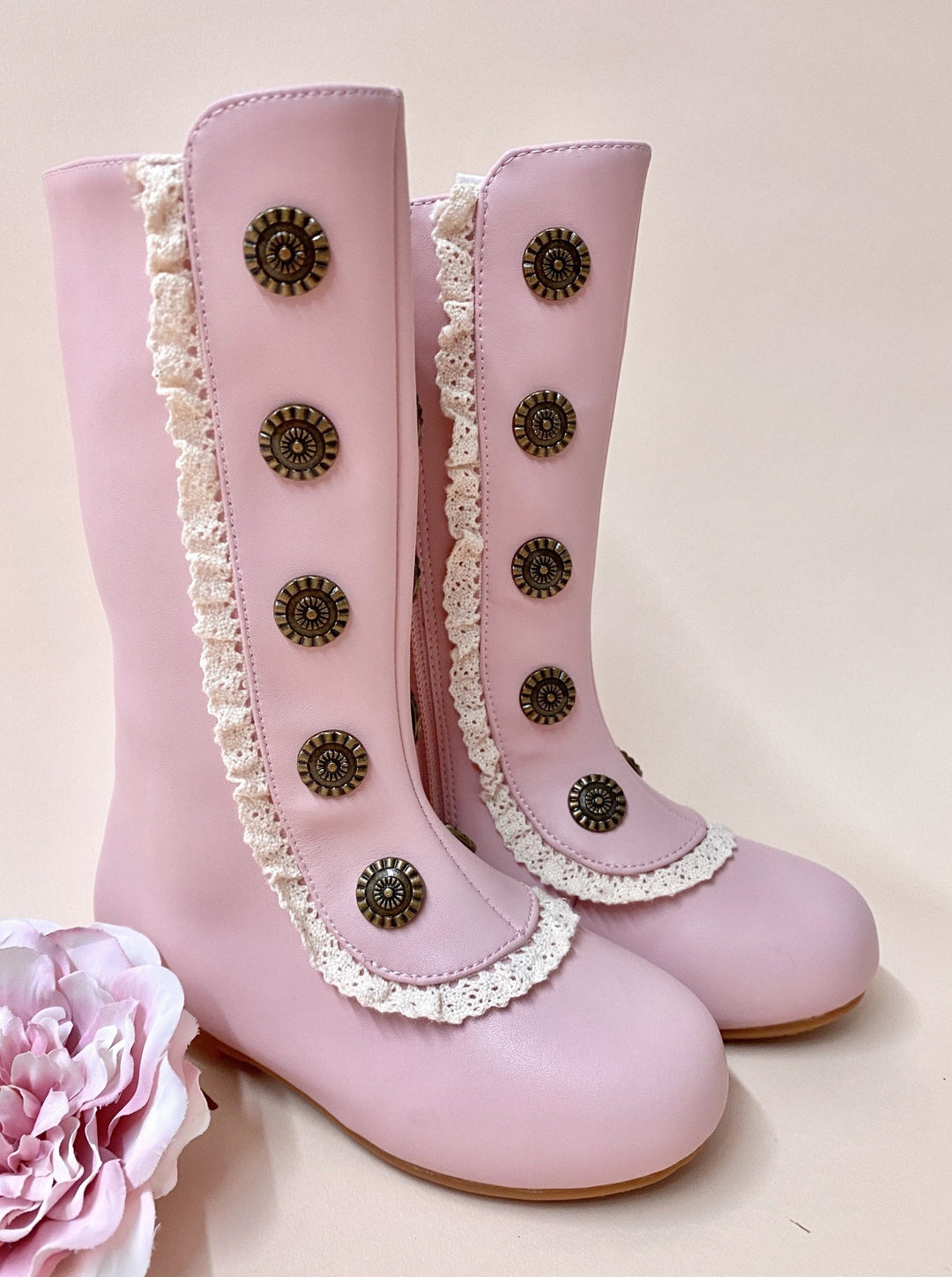 Military Style Lace Ruffle Trimmed Boots  By Liv and Mia