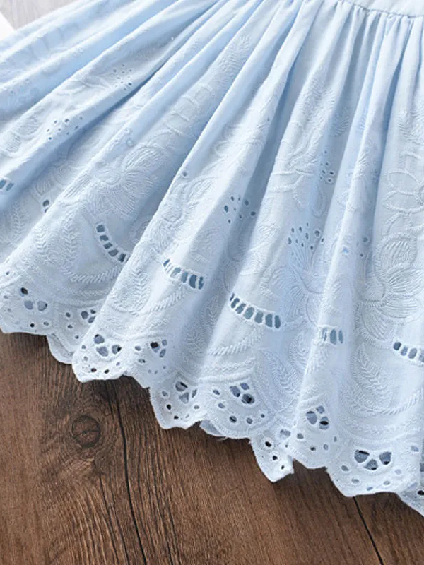 Breezy Baby Doll Eyelet Ruffle Dress Light Blue / 5Y Breezy Baby Doll Eyelet Ruffle Dress Light Blue / 5Y