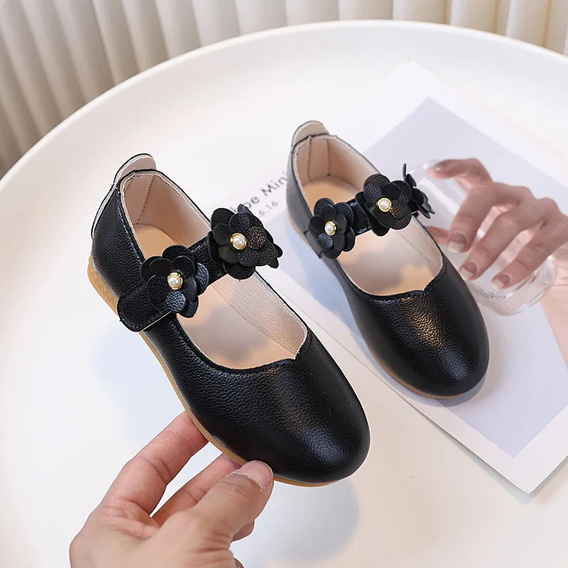 toddler girl casual dress shoes flower detail flats