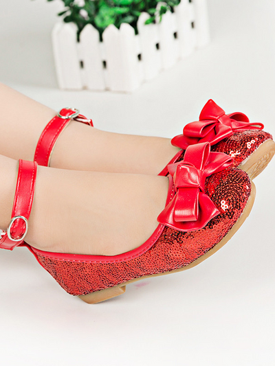 Shoes By Liv & Mia | Girls Shiny Sequined Bow Tie Princess Flats