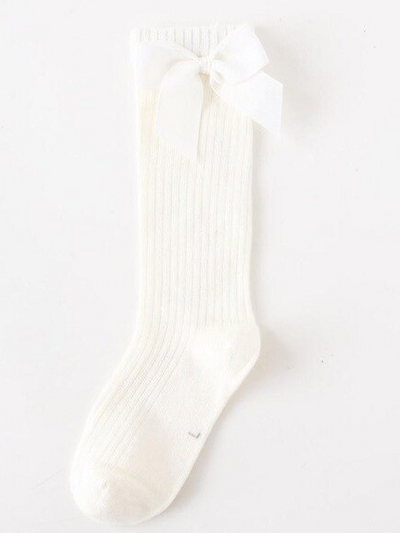 Children's Accessories | Satin Bow Ribbed Socks | Socks and Tights