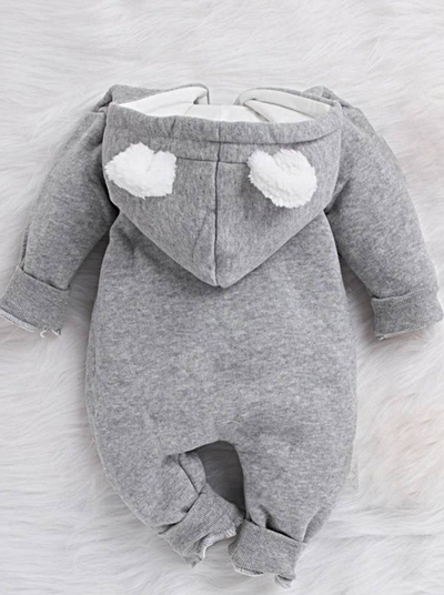 Baby Surrounded by the Clouds Hooded Onesie - Grey