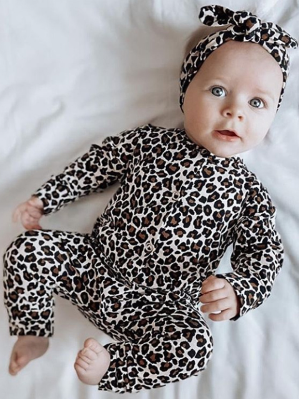 Baby Cute N Wild Leopard Print Onesie With Headband