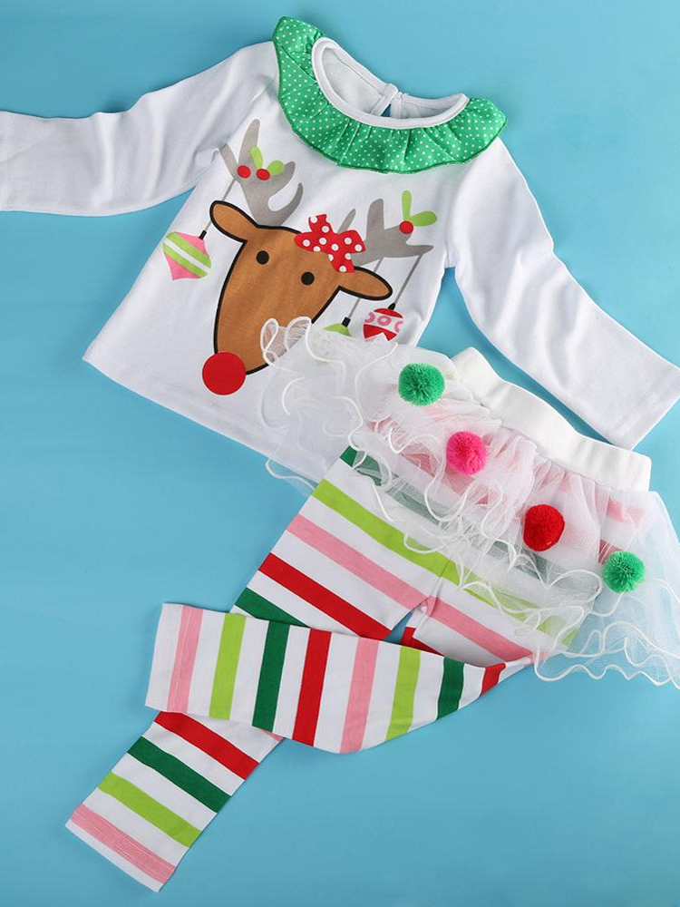 Cute Winter Sets | Toddler Girls Reindeer Top & Tutu Legging Set