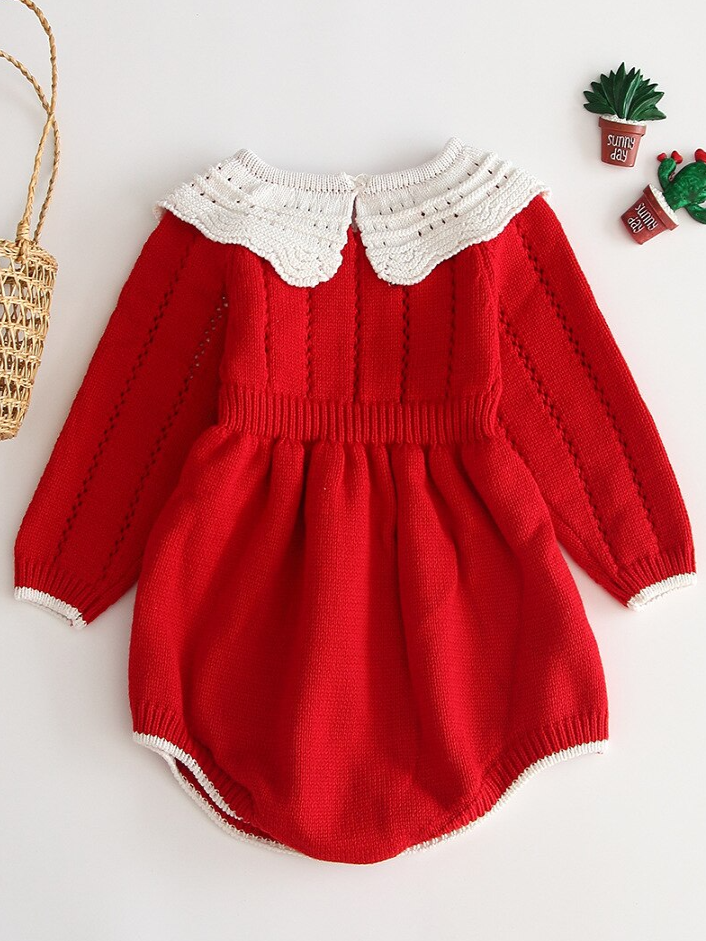 Baby Red-y For Autumn Delicate Collar Onesie Sweater