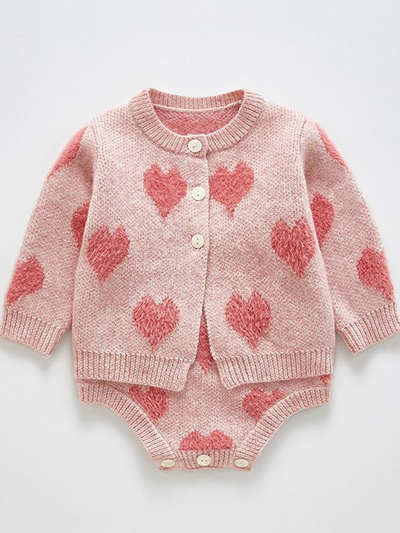 Baby "I Heart Fall Time" Sweater and Jumpsuit Onesie Set