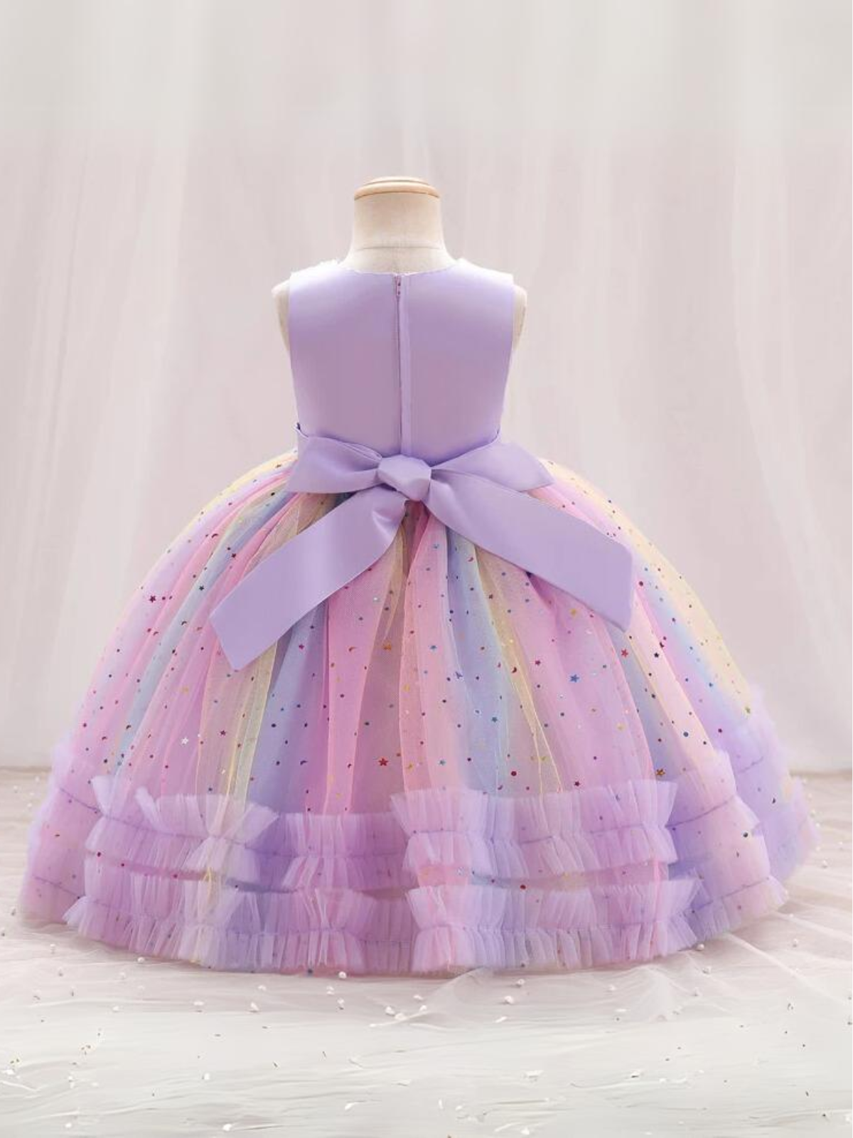 Mia Belle Girls Sequined Rainbow Tulle Dress | Girls Spring Dresses