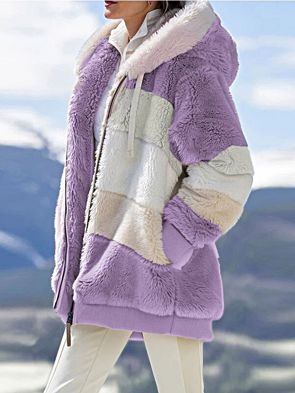 Women's Hooded Plush Faux Fur Jacket