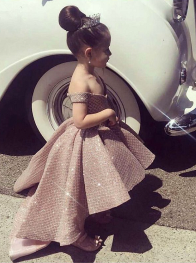 Sequin Blush Hi-Lo Dress | Little Girls Formal Dress - Mia Belle Girls