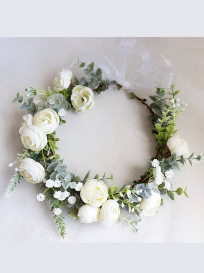Girls Cute and Pretty Flower Halo - White | Accessories - Mia Belle Girls
