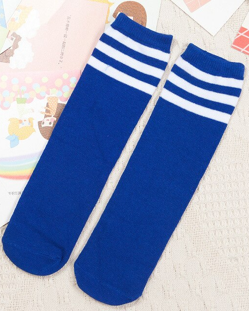Girls Striped Cotton Knee-High Socks