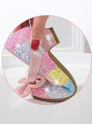 Girls Glitter Bowed Princess Shoes By Liv and Mia