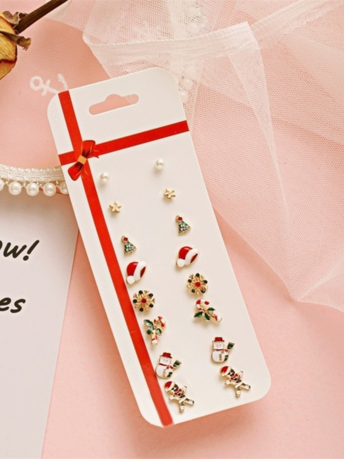 Kids Winter Fashion Accessories | Girls Christmas Earrings 8pc Set