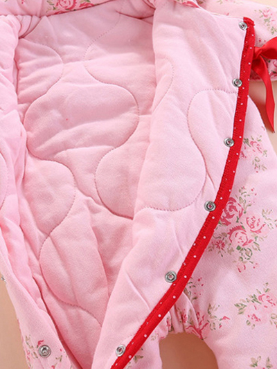 Baby All Dolled Up Floral Hood and Footie Jumpsuit  - Pink