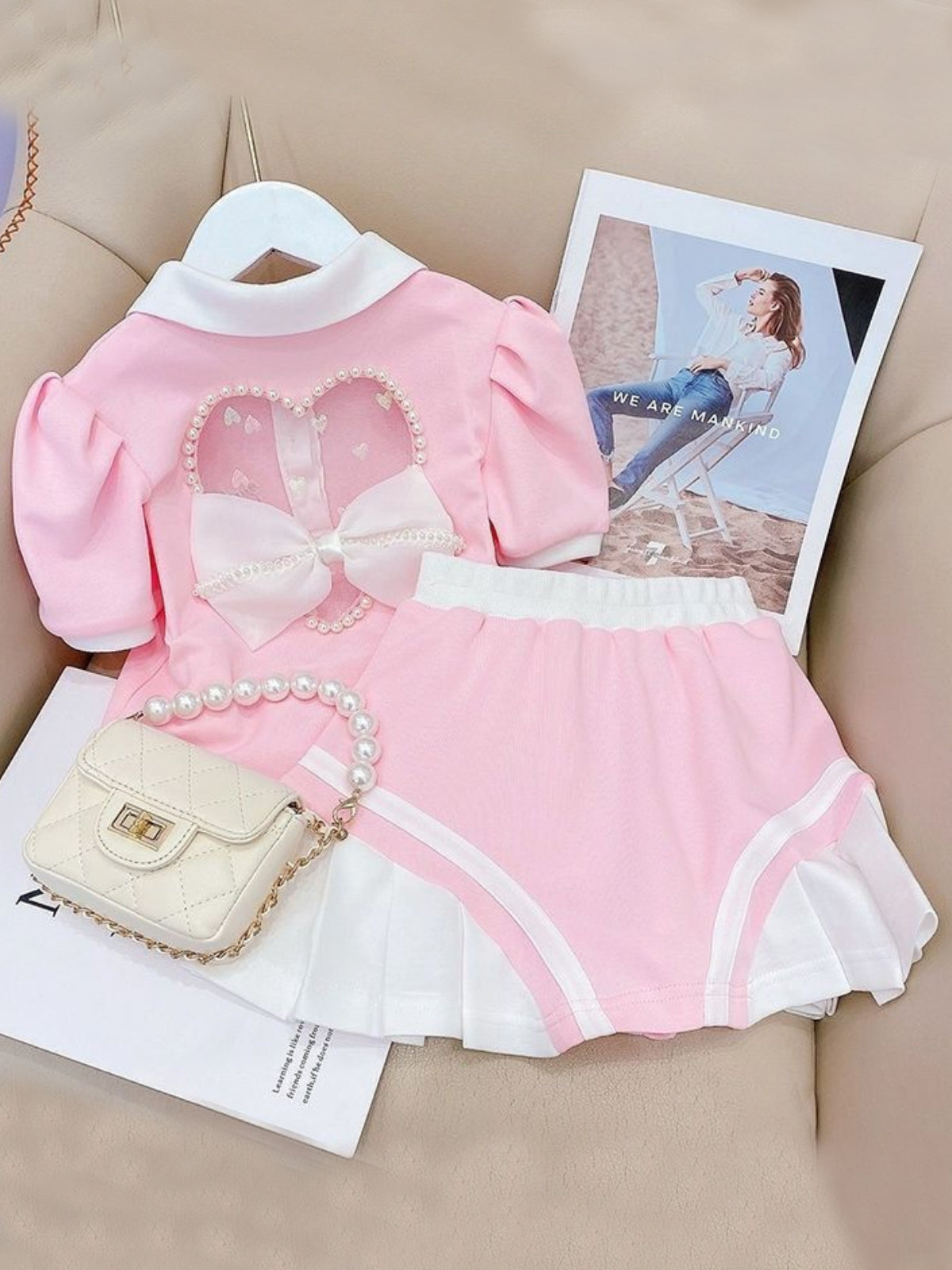 My Charming Lady Pink Pleated Skirt Set