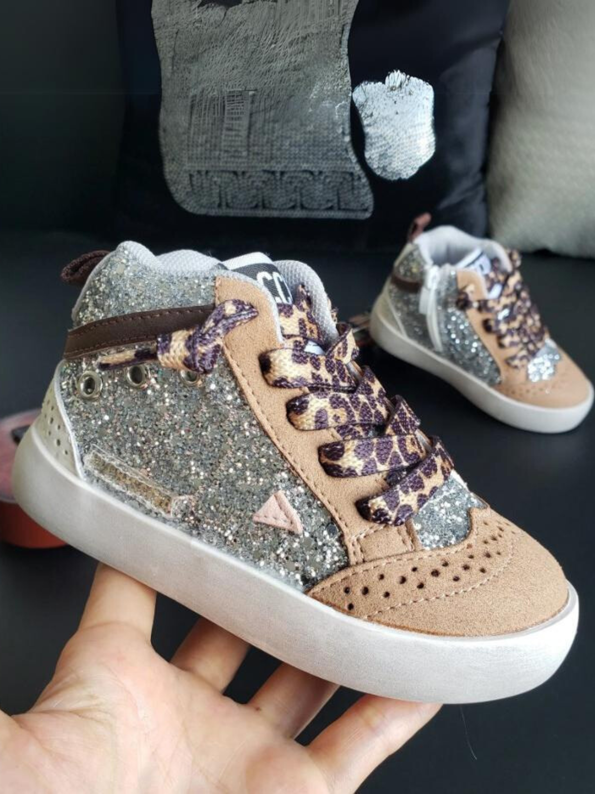 Mia Belle Girls High-Top Glitter Sneakers | Shoes By Liv & Mia