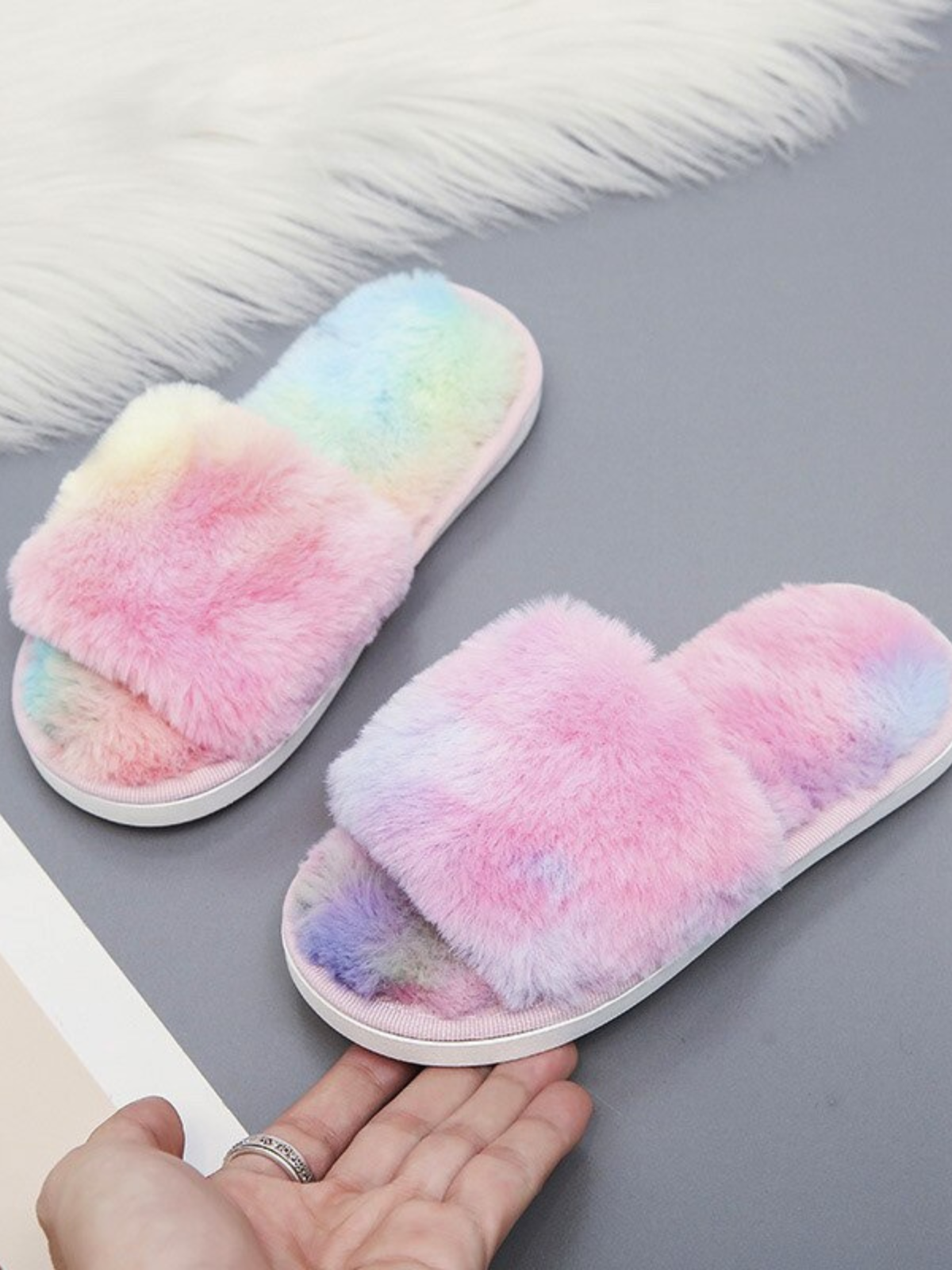 Feels Like Home Faux Fur Slippers By Liv and Mia