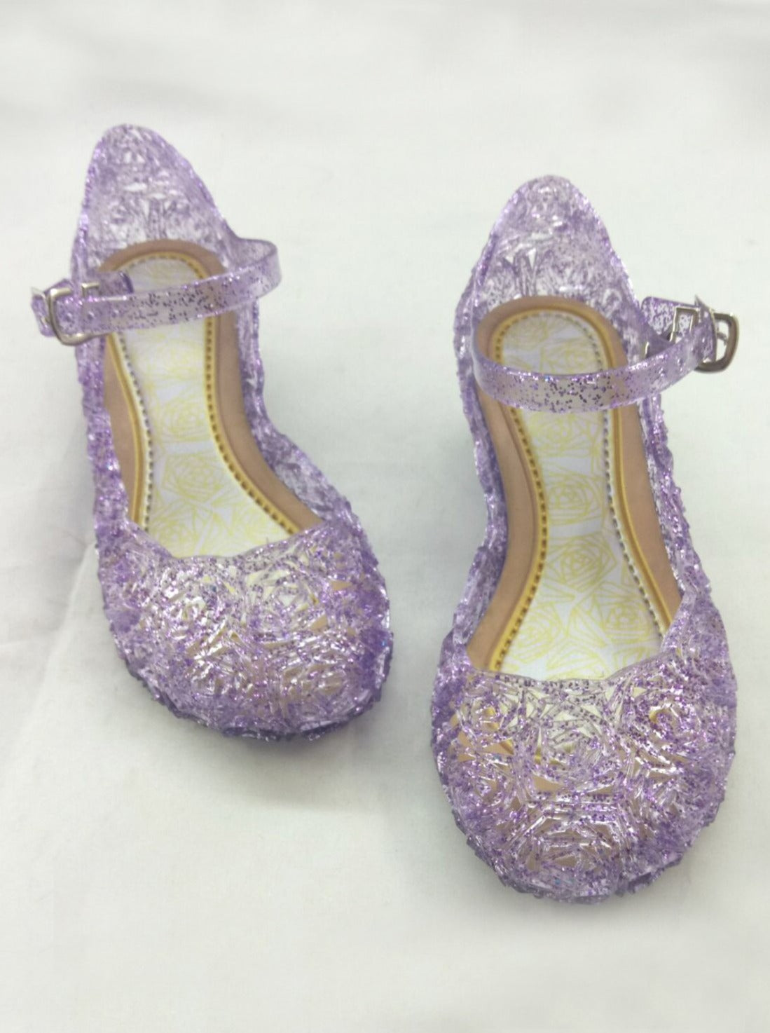 Kids Shoes By Liv & Mia | Girls Purple Glitter Rose Jelly Flats Shoes 
