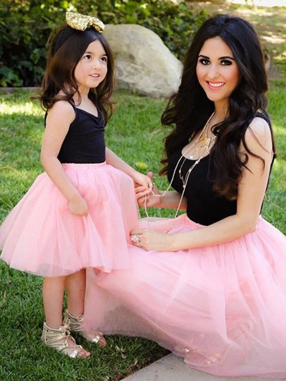 Mommy & Me | Matching Dresses | Black Bodice Pink Tulle Dress