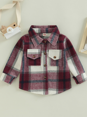 Toddler Outerwear & Jackets | Little Girls Cute Flannel Shirt Jacket