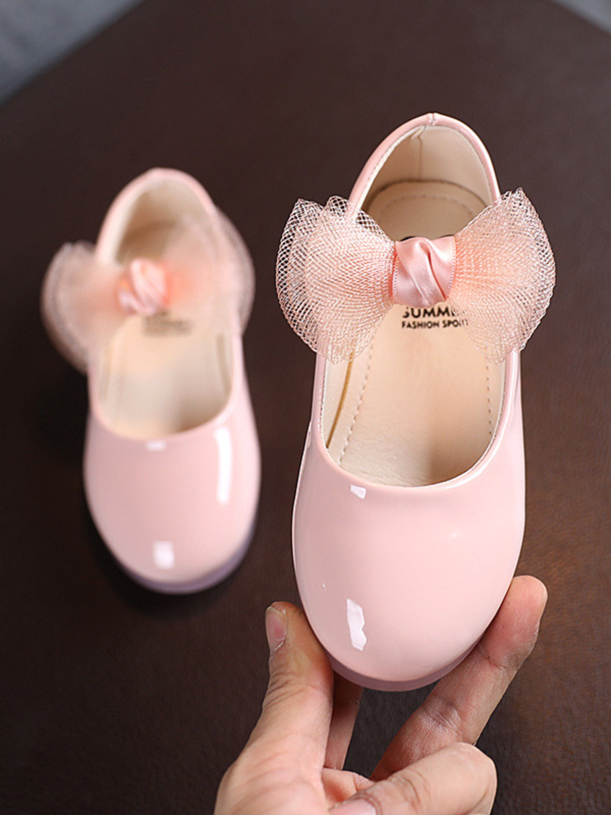 Shoes By Liv & Mia | Little Girls Cute Patent Tulle Bow Flats