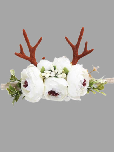 Cute Christmas Accessories | Girls Reindeer Floral Antler Headband 