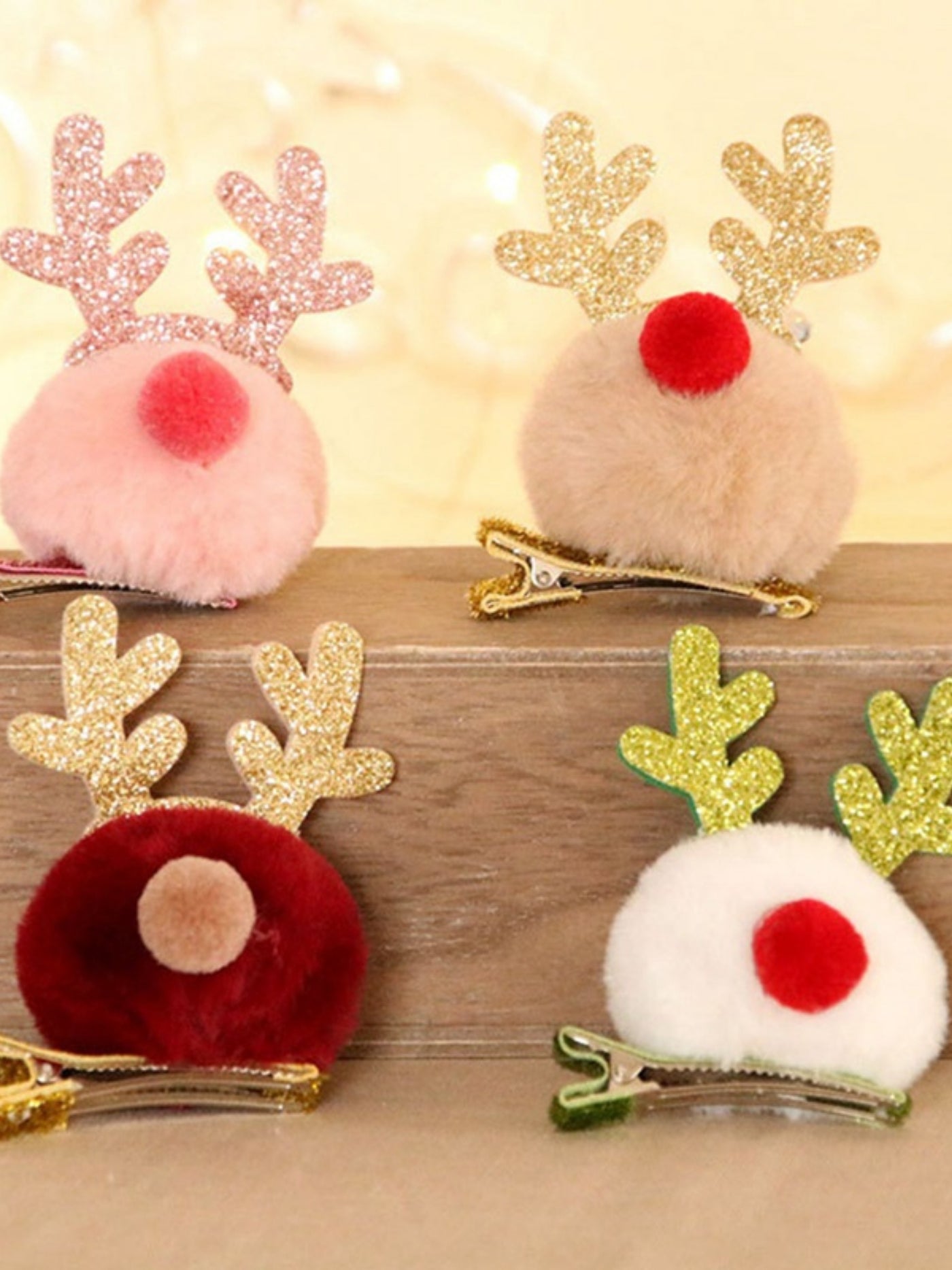 Cute Christmas Accessories | Little Girls Fuzzy Reindeer Nose Hairclip