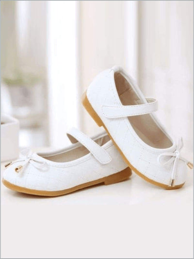 Girls White Bow Flats Shoes By Liv and Mia