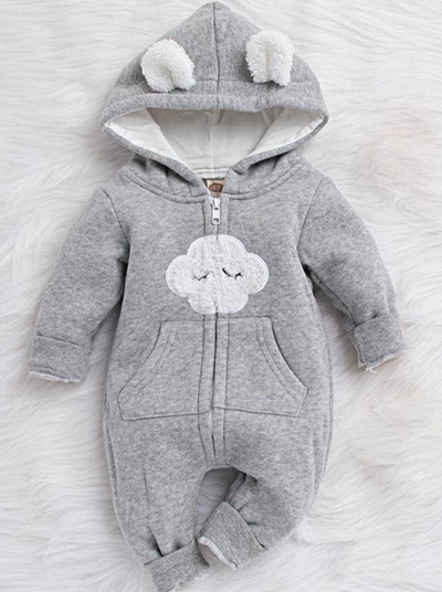 Baby Surrounded by the Clouds Hooded Onesie - Grey