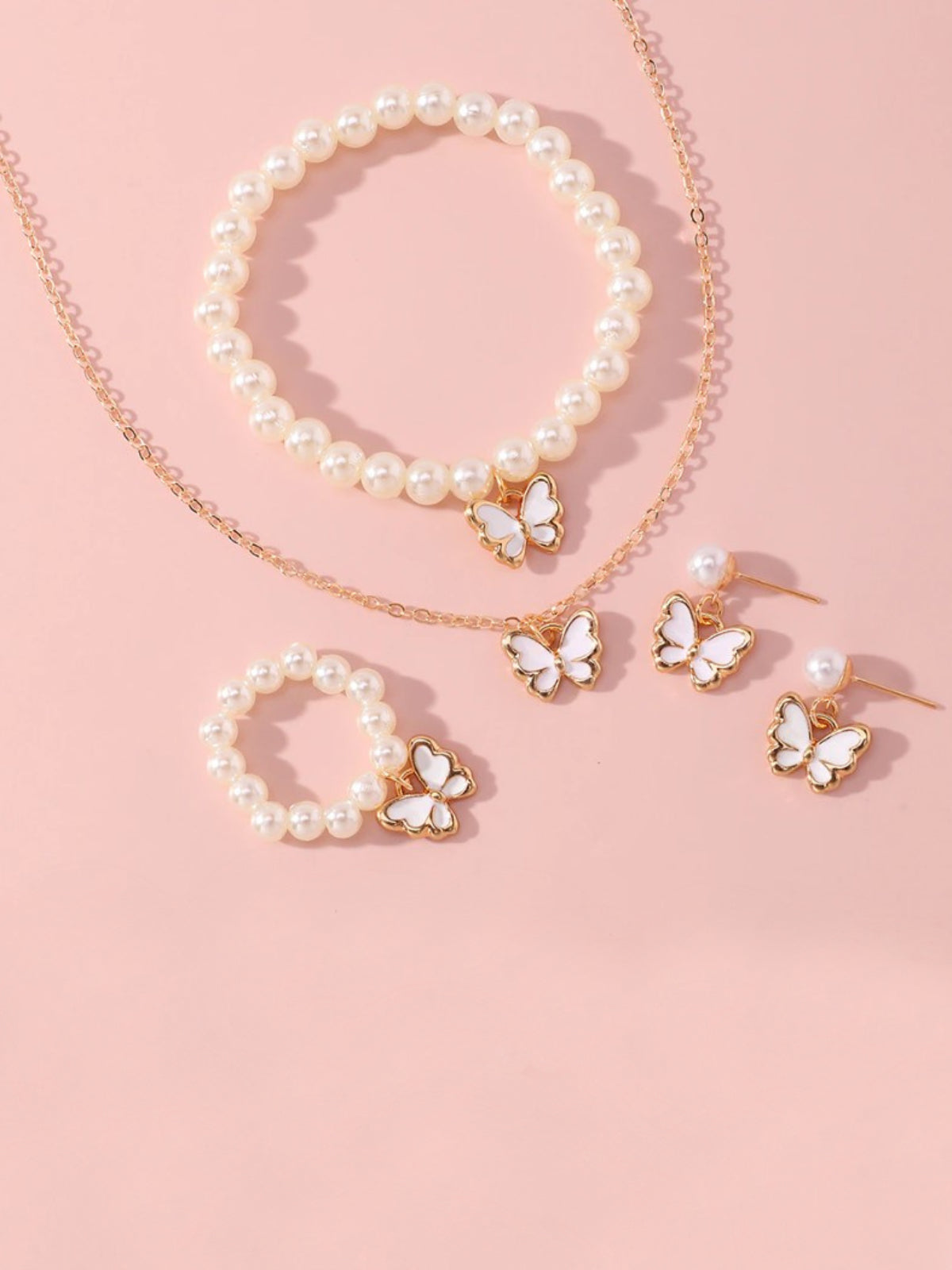 Mia Belle Girls Butterfly Pearl Jewelry Set | Girls Accessories