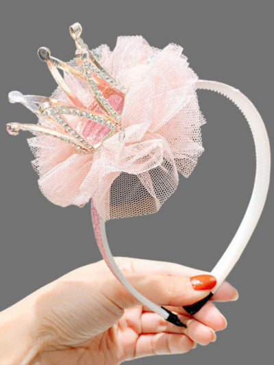 Girls Accessories | Princess Tulle Rhinestone Tilted Crown Headband