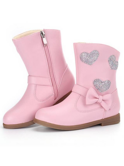 Girls Heart to Heart Ankle Boots By Liv and Mia