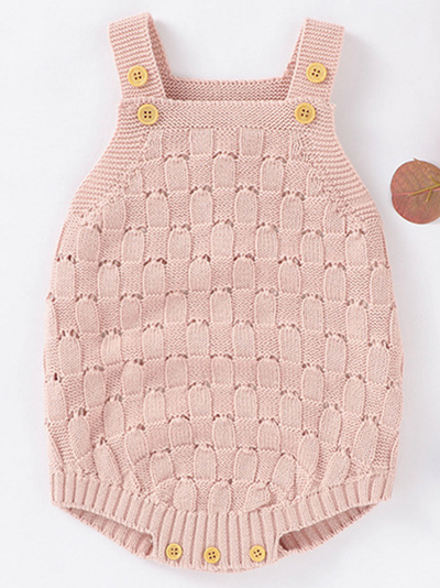 Baby Fall Be-Weave-It or Knot Knit Romper Onesie Pink