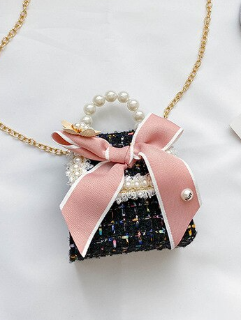 Little Girls Accessories | Mini Rainbow Tweed Pearl Crossbody Handbag