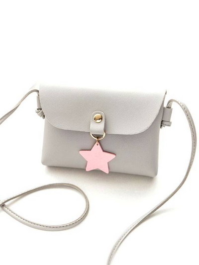 Girls Crossbody handbag with star pendant-grey