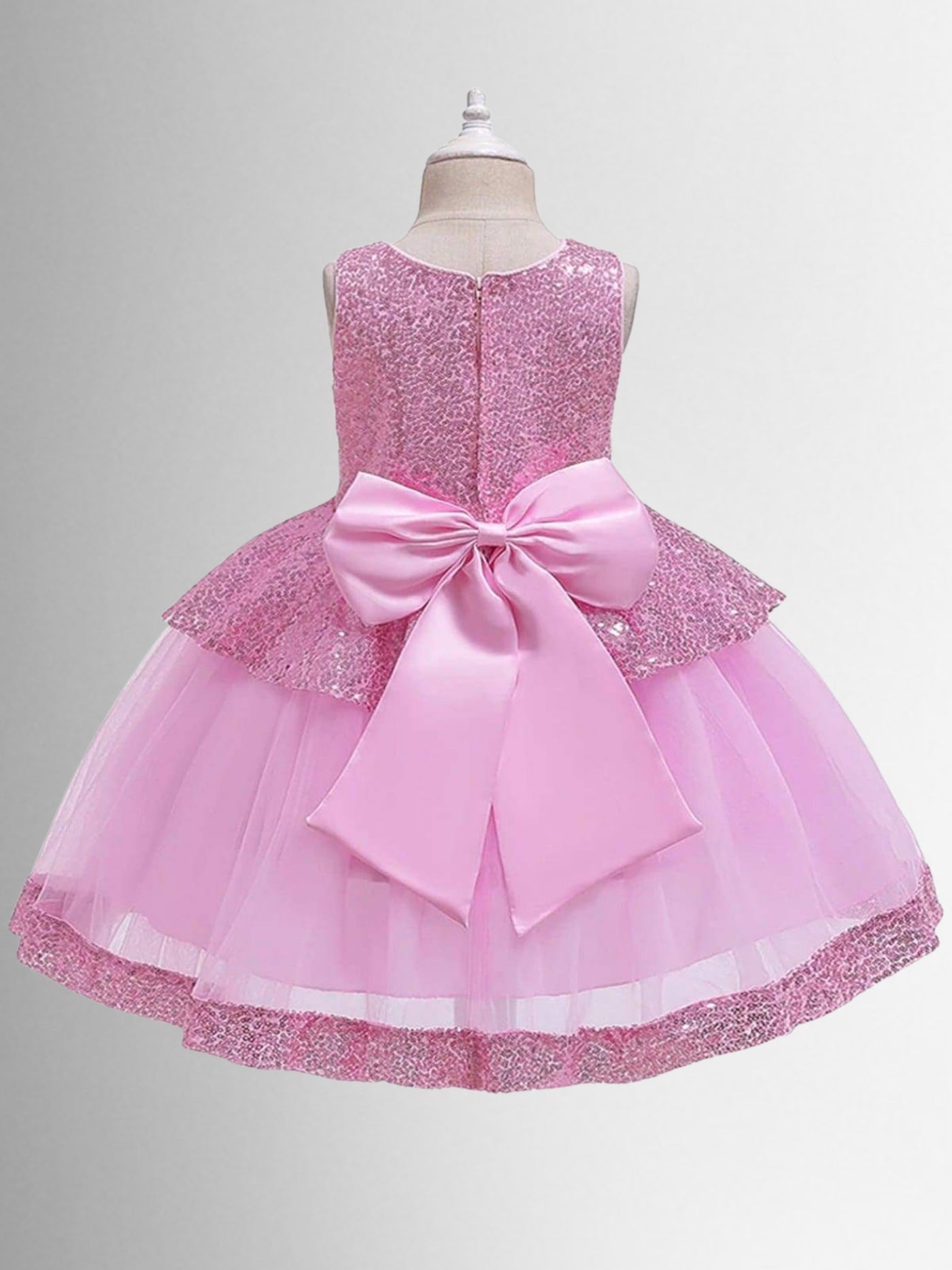 Girls Formal Easter Dress | Sleeveless Sequin Embellished Peplum Dress