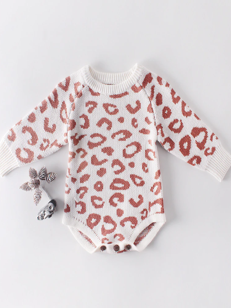 Baby Little Leopard Lady Knitted Onesie Dusty Pink