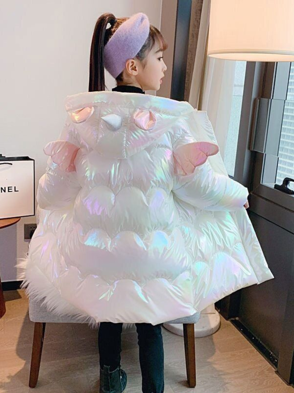 Magical Winter Pearlescent Hooded Puffer Jacket