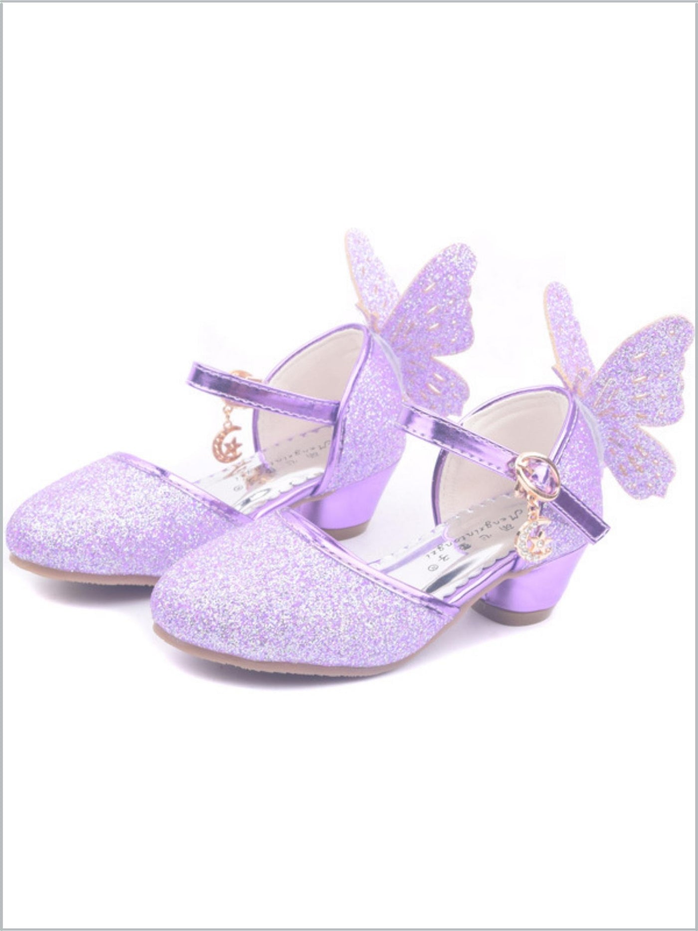 Fluttery And Fabulous Butterfly Glitter Mary Jane Heels By Liv and Mia