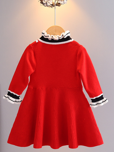 Preppy Chic Dresses | Red Big Bow Sweater Dress | Mia Belle Girls