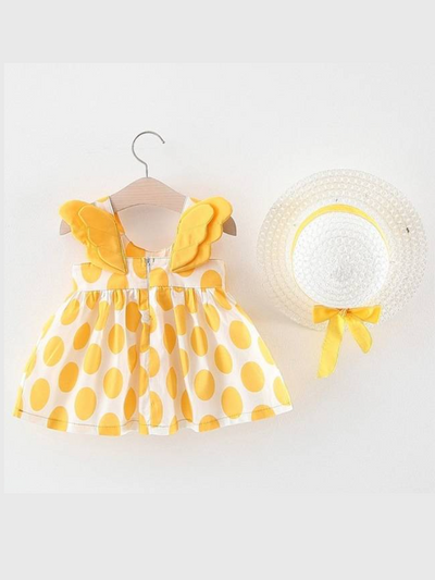 Mia Belle Baby Angel Wing Dress with Polka Dot Print and Matching Hat ...